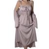 Guiruo Lace-Trimmed Deep V Nightdress Set with Chest Pads