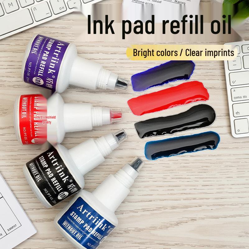 Shield Quick-Drying Red Ink Pad Refill, 25ml - Oil-Based for Financial Office Use