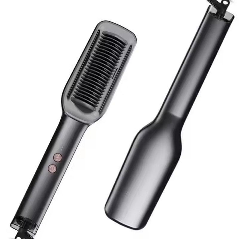 Electric Negative Ion Hair Straightener Brush Fast Heat Styling Flat Iron Straight Curl Hair Straightener Brush Beard Comb