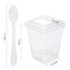 50PCS Durable With Lids Plastic Dessert Cups with Spoons Clear Square Cups Yogurt Parfait Cups Party
