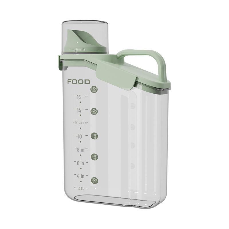 Japanese Style Transparent Rice Storage Jar with Measuring Cup, Moisture-Proof, Portable, for Home Kitchen Grain Storage