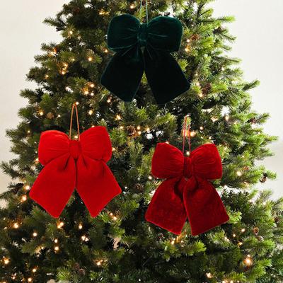 Yousheng Weihnachtsornament Mehrgrößiges Design Samtstoffschleife Handgefertigt 3D-Form Weihnachtsschleife Dekoration
