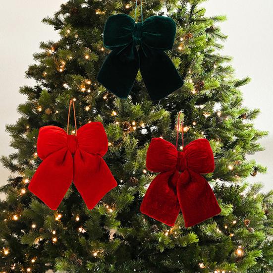 Christmas Ornament Multi-Size Design Velvet Fabric Bow Handmade 3D Shape Christmas Bowknot Decoration