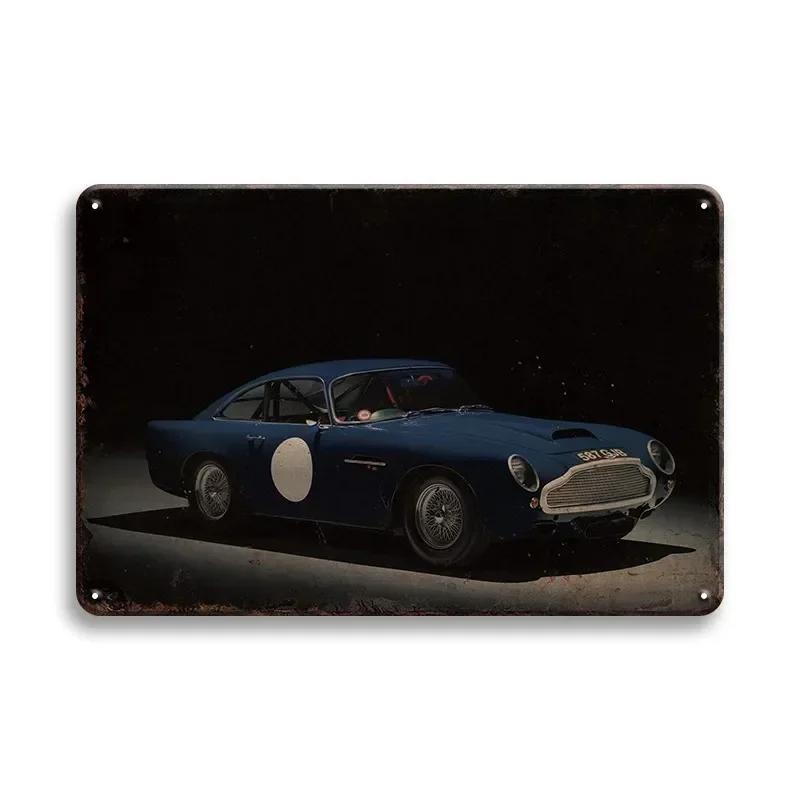 Vintage Fahrzeug Metallblechschild Plakette Retro Blechmalerei Rennwagen Poster Wandkunst Aufkleber Heimbar Garage Dekoratives Plat