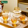 6 Pièces Style Européen Bordure Dorée Mini Tasses à Café en Verre Mug Luxe Léger Set de Tasses à Thé de l'Après-midi Ustensiles de Boisson Ménagers