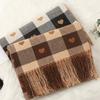 Long Plaid Knitted Scarf Acrylic Fibers Tassel Shawl Korean Style Heart Thickened Scarf  Women