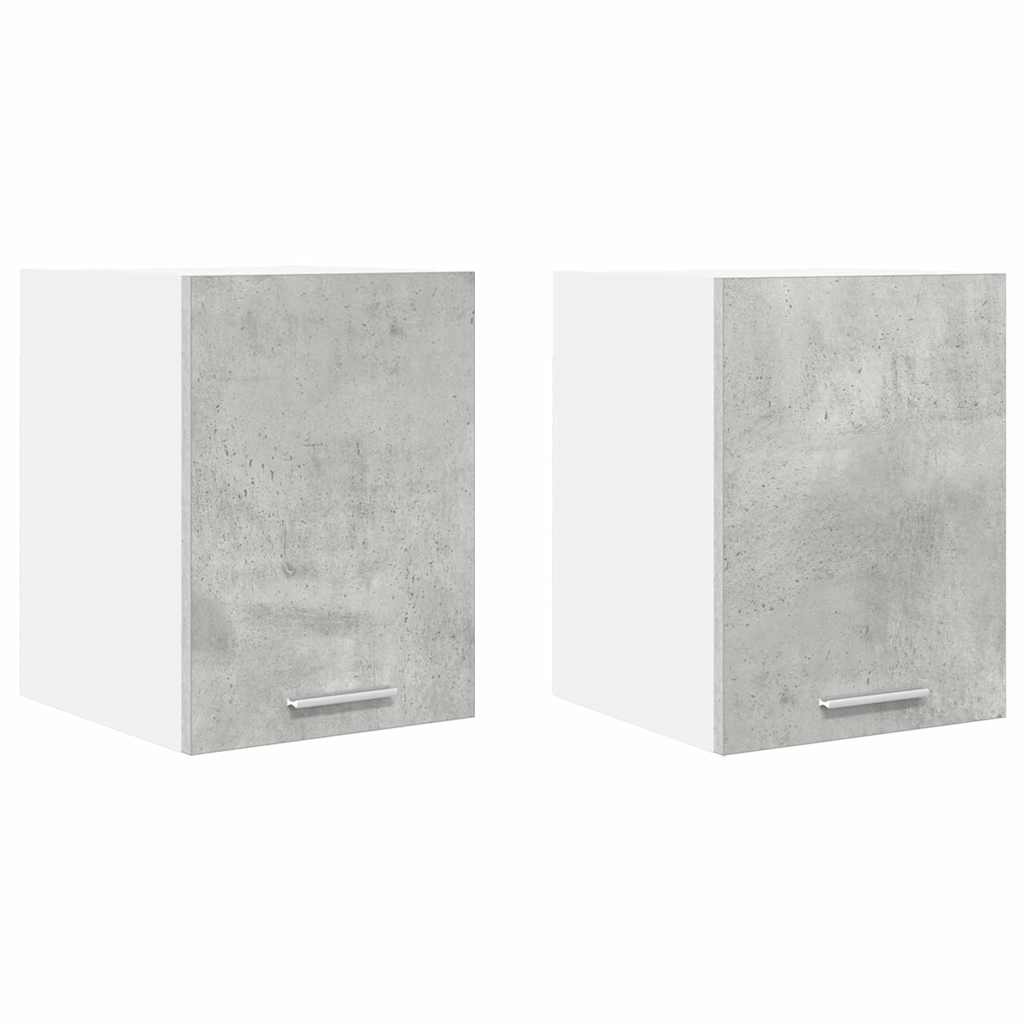 Wall Mounted Cabinet with Door 2 pcs Concrete Grey and White 30 x 31 x 40 cm