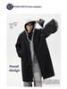 Men's Mid-Length Wool Coat - Dragon & Phoenix Design, Autumn/Winter Korean Style, Thick Windbreaker, Loose Fit, Trendy Brand Lapel Jacket.