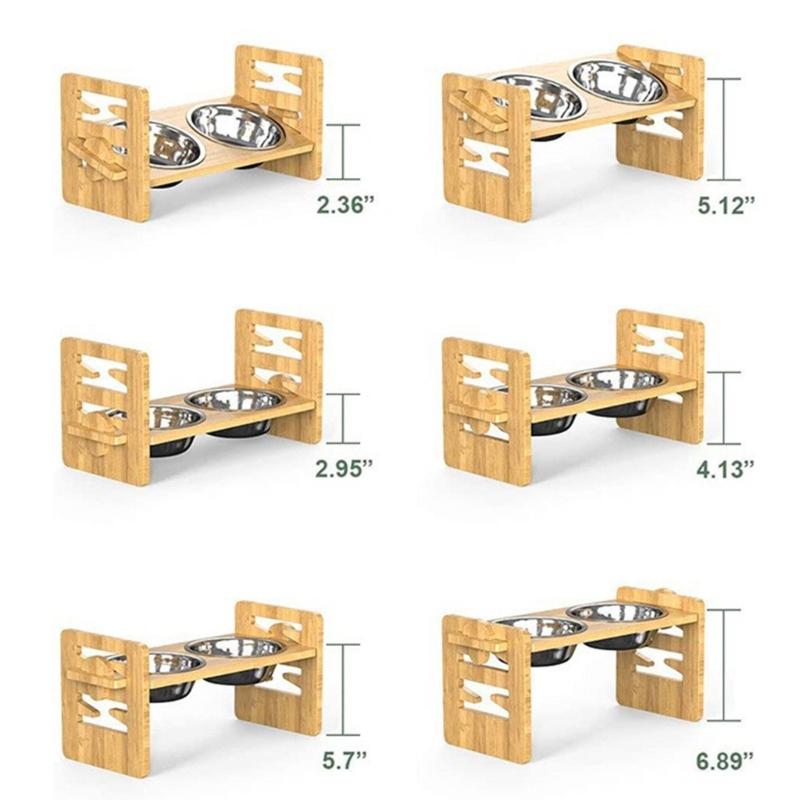 Adjust Tilted Pet Feeders Double Bowl for Food & Water Feeding Bowl Elevated Cats Bowl AntiSlip Cats Feeders Dishware