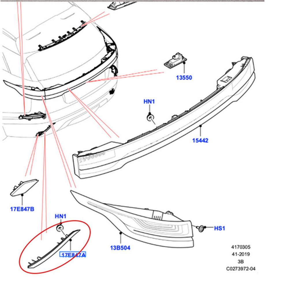For Land Rover Range Rover Velar L560 2017 2018-2022 Car Rear Bumper Reflector Warning Strip Signal Light Parking Brake