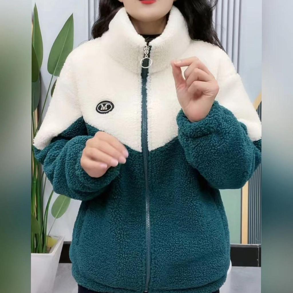 Manteau d'hiver en laine d'agneau pour femme 2025: Veste élégante, anti-âge, épaissie et rembourrée en coton pour les personnes d'âge moyen et les personnes âgées