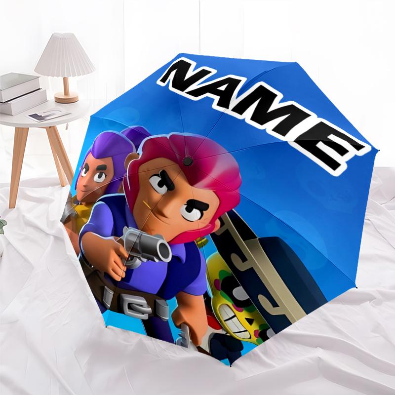 Personalized Name B-Brawl Stars Print Umbrella - Automatic Open/Close, Eight-Rib Durable Frame, Automatic Folding Umbrella