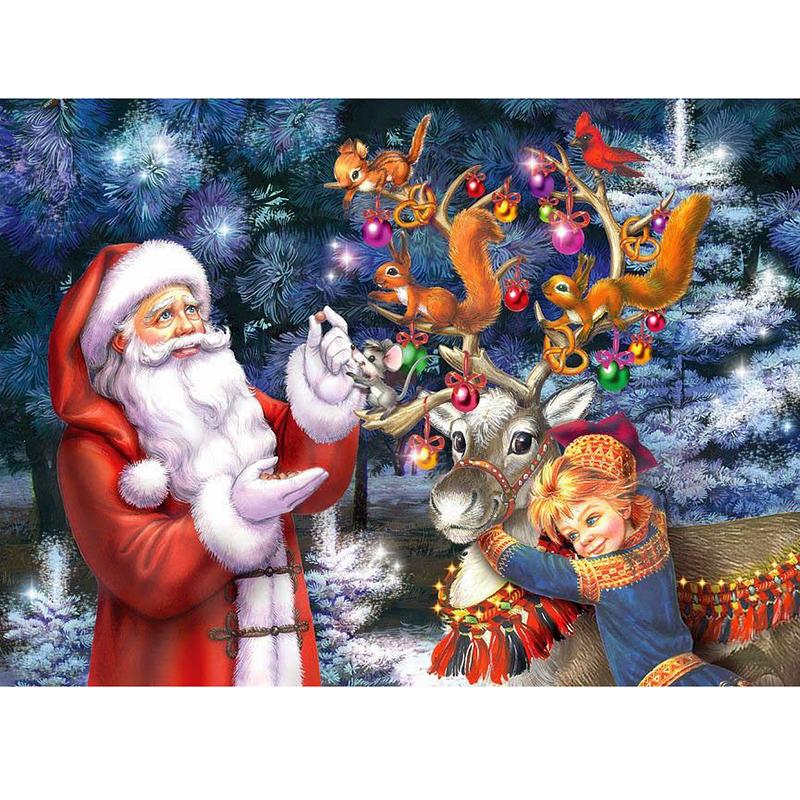 DIY Santa Claus 5D Diamond Painting Full Squrae Drill Cartoon Diamont Embroidery Cross Stitch Kits Gift Home Decor Wall Art