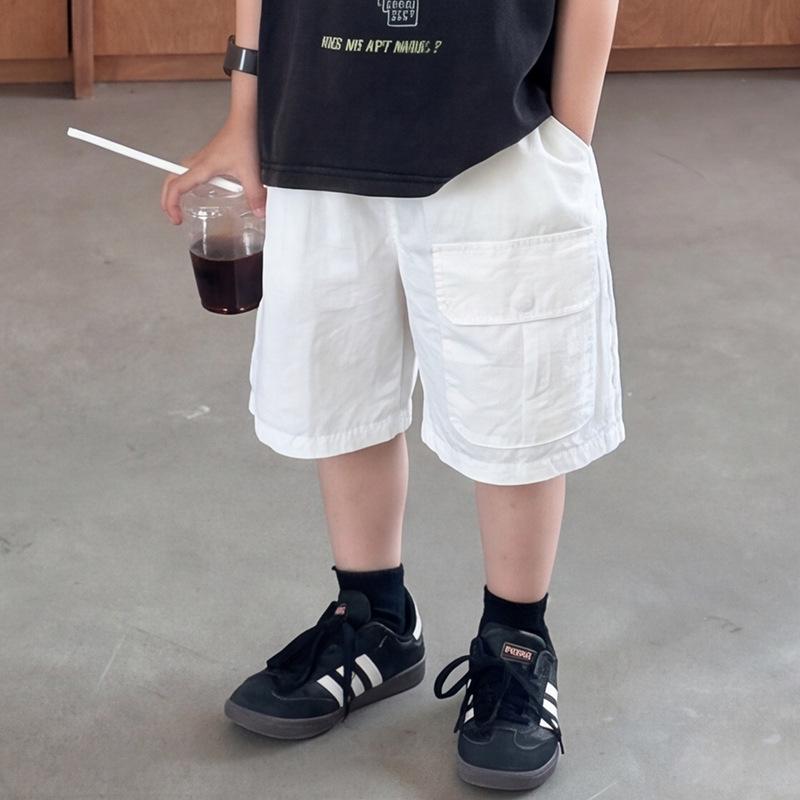 Korean Style Kids' Quick-Dry Cargo Shorts - Casual, Loose Fit for Boys