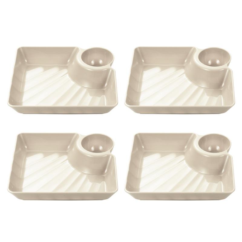 Wielofunkcyjny Uchwyt na Ketchup do Frytek Talerz na Pierogi z Talerzykiem na Ocet Naczynie na Przekąski Naczynie na Przyprawy 2-przegródkowe Pierogi Deser