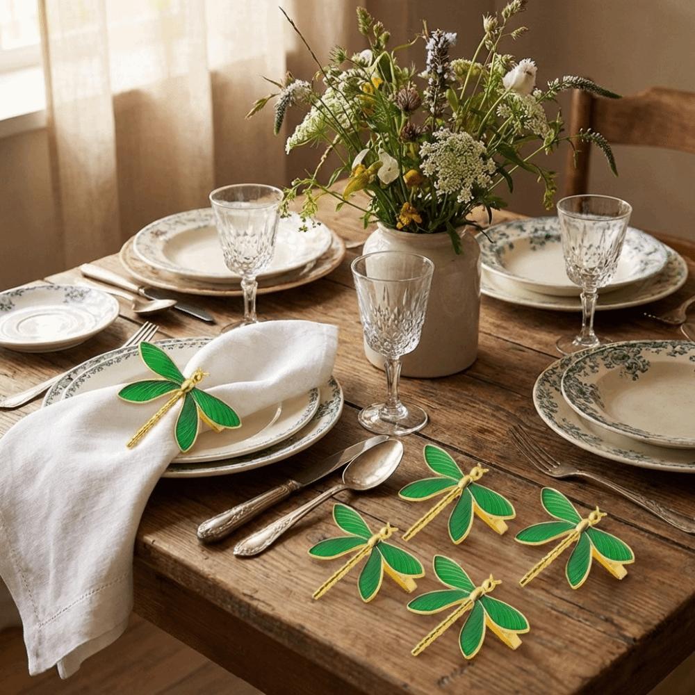 6PCS Metal Dragonfly Napkin Ring Minimalist Table Decorations Napkin Buckle  Wedding Setting