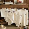 2025 Autumn Korean Style Family Matching Sweaters: Infant & Toddler Cartoon Puppy Knit Cardigan & Romper