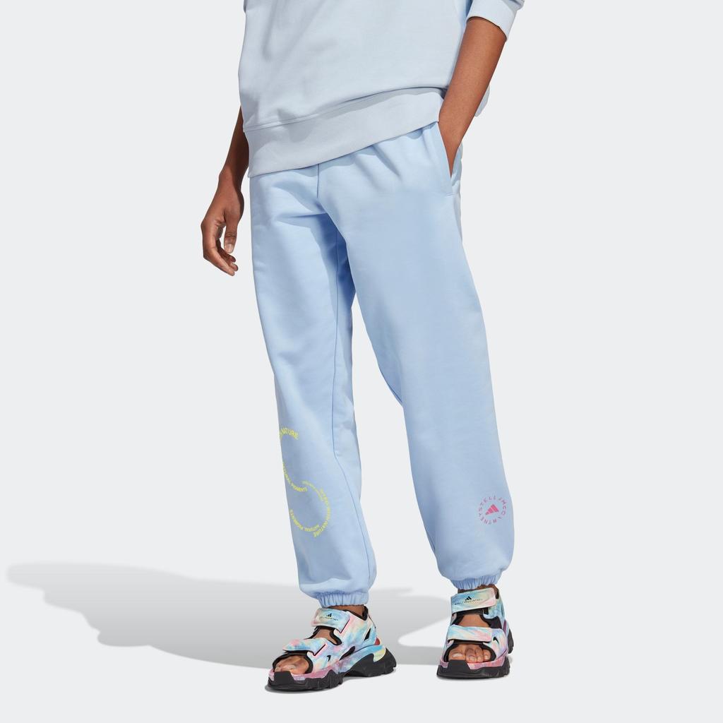 Adidas Drawstring Ribbed High-Waisted Sports Pants Unisex Pants Light-Blue IA7724