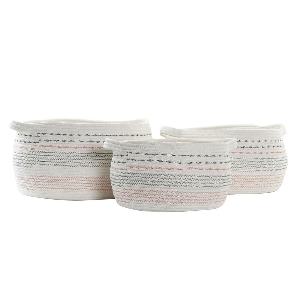 Basket Set DKD Home Decor White Black Orange 52 X 43 X 25 Cm