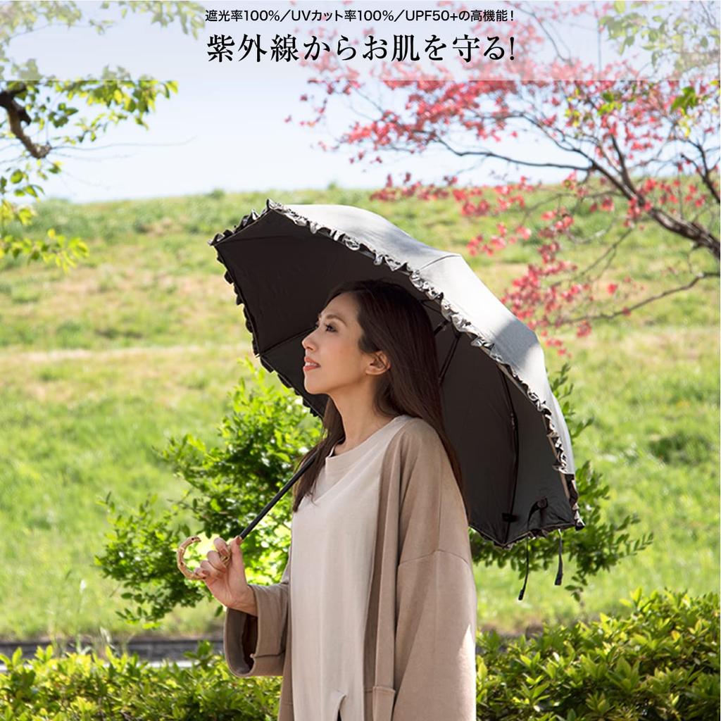 FIELDOOR Fully Folding 50cm For Sunny and Rainy Days Fabric Steel UV UV Heat Glass Rainy Super Water Repellent Ombrage, Blackout, 2-Stage, Parasol,