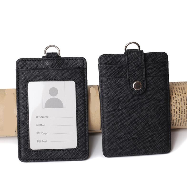 PU-Leder-Ausweishalter mit ausziehbarem Lanyard, Kartenhalter, Namensschild, Schul- und Bürobedarf