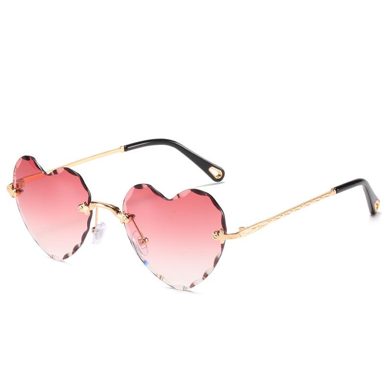 Rimless Sunglasses, Trendy Personalized Street Shot Heart-Shaped Sunglasses, Love Sunglasses For Women