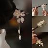Pink Flower Hair Pin Retro Chinese Style Wooden Hair Sticks Floral Headpieces Pendant Hair Jewelry Women Hanfu Dress Hair Clip
