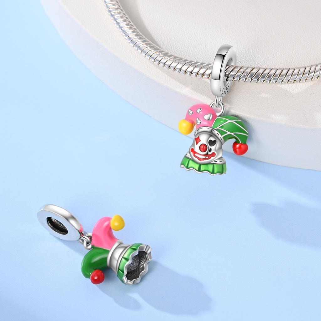 Klassische Kupfer Clown Perlen & Spielkarte Pik As Anhänger Charm Passend für Armband Zarter Bunter Schmuck Geschenke