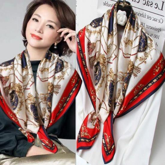 New Women's Silk Scarf – Thousand Miles of Rivers and Mountains Painting, Chinese Style Shawl, Perfect Gift for Mother's Day.