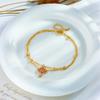 Gold Double Layer Anklet with Pink Lotus Pendant Zircon, Dainty Foot Chain for Women Summer Beach Jewelry