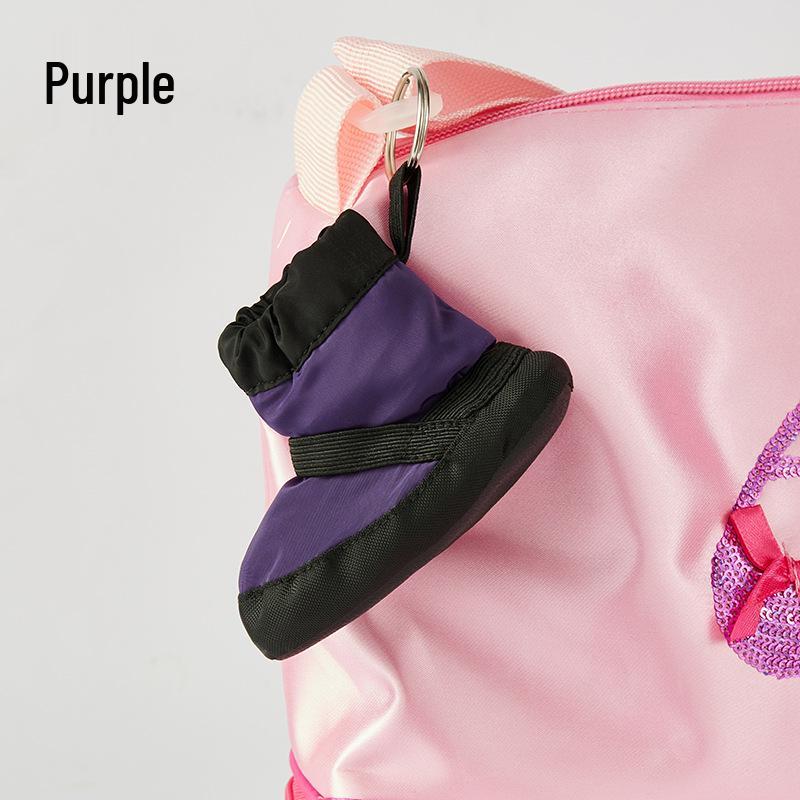 Ballet Warm Plush Keychain Dance Shoes: Women's Velvet Quilted PU Practice Shoes