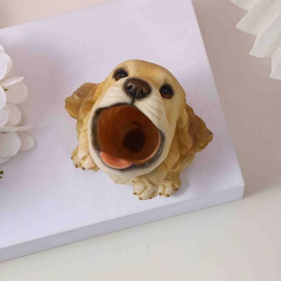Cute Puppy Pen Holder Resin Desktop Organizer for Stationery Mini Dog Desktop Ornament Creative Gift for Students Office