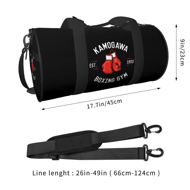Kamogawa Boxing Gym Print Round Travel Duffel Bags for Men Women Foldable Sport Gym Yoga Bag with Shoe Compartment Wet Pocket