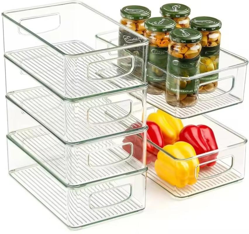 Large Capacity Clear Fridge Storage Box Plastic Organizer Bin with Divider for Food and Pantry Organization Kitchen Organizer