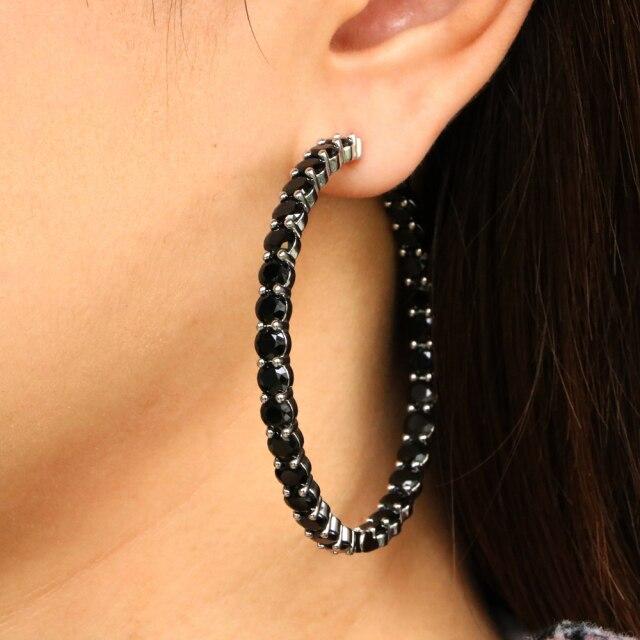 60Mm Punk Hoop Earrings Gold Color Plated Brown For Women Rhinestone Circle Hip Hop Big Hoop Earrings Set Stylish Trendy Style JewelryPunk Jewelry