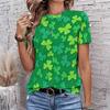 Fashion Women Retro Lines and Clover Patterns Print T Shirt Funny Casual O-neck Short Sleeves T-shirt Summer Female Tee Shirt