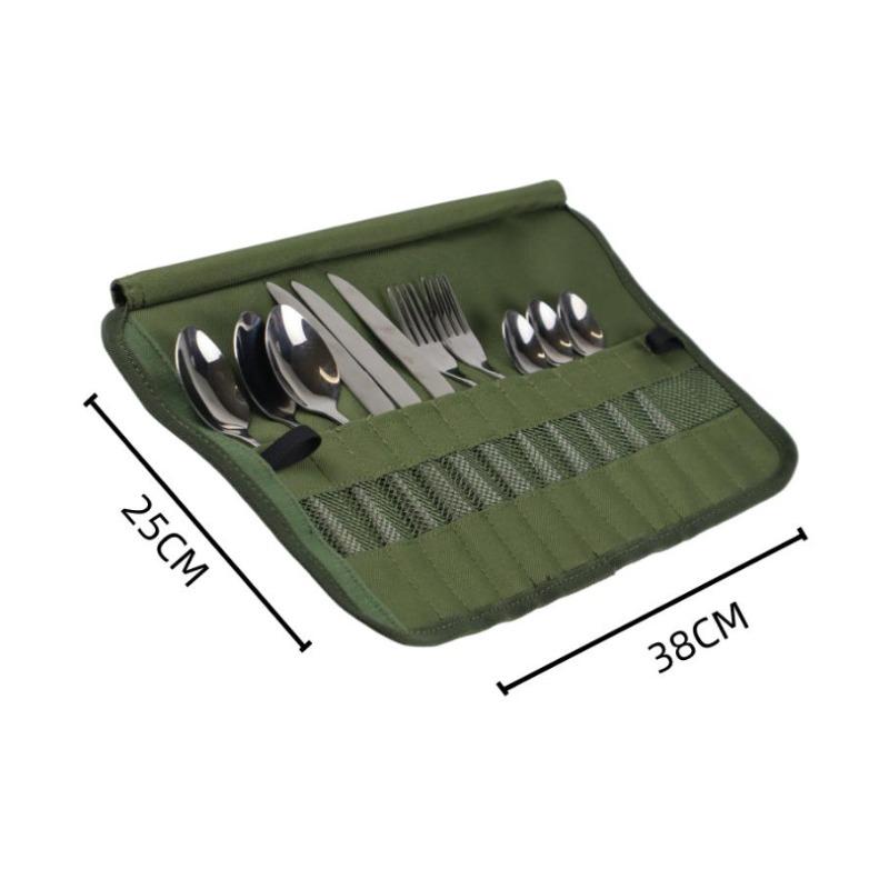 1 Stück Outdoor Camping Besteck Aufbewahrungstasche Tragbare Roll Up Tasche Tasche Besteck Aufbewahrung Wasserabweisende Hülle Für Gabeln Löffel Essstäbchen