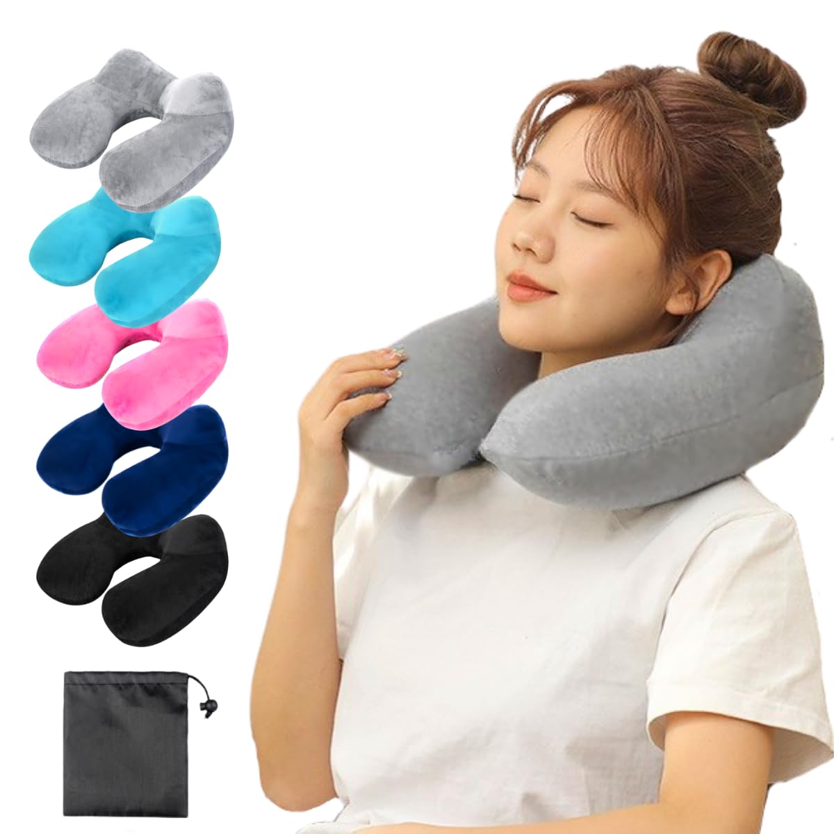 

Prv Velour Neck Inflates in just 2 breaths of releases in 3 velour easy to neck portable pillow for overseas disaster Special Warranty [5-Second серый