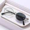 Outdoor Photochromic Myopia Glasses for Men Luxury Designer Metal Oval Frame Color Changing Near Sight Eyeglasses Outdoor Eye Protection Eyewear