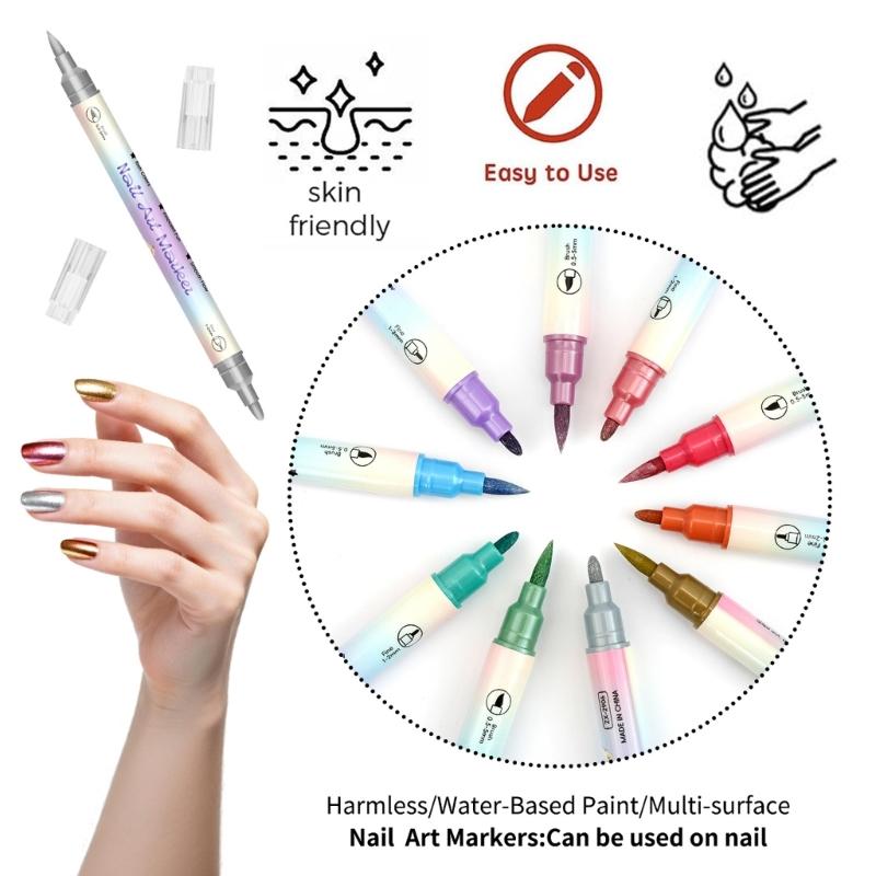 Waterproof Nail Art Pen 12/24 Color Nail Art Marker Quick Drying Pen DIY Nails Art Portable Art Tools for Home Salon