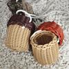 1pc Cute Walnut Basket, Walnut Shaped Basket Shoulder Bag, Hand Woven Vine Storage Basket, Handmade Crossbody Bags