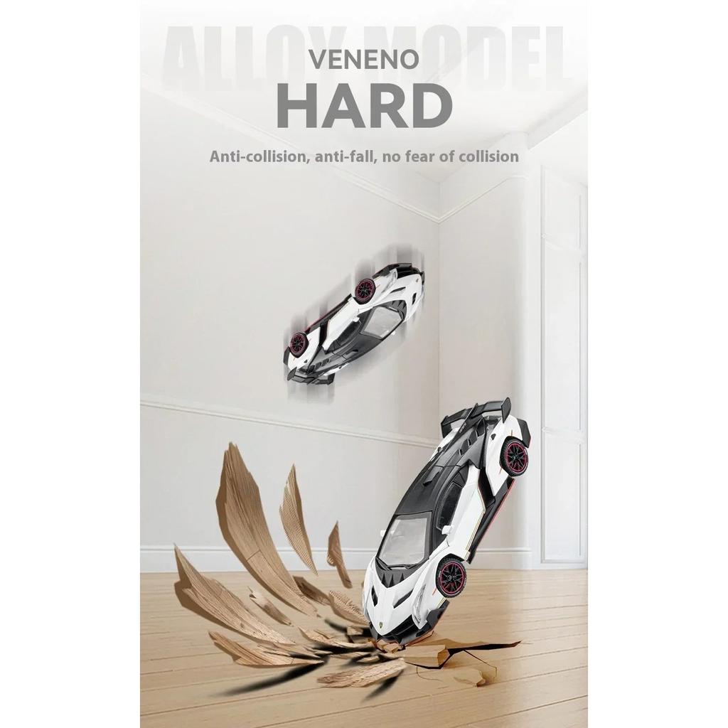 1/24 Lamborghini Poison Veneno Car Alloy Car Diecast Metal Model Sound Light Pull Back Toy Collect Gift Box Ornaments Kids Toys