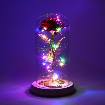 Artificial Rose Flower LED Enchanted Galaxy Rose With Lamp Eternal Rose Flower Color Luminous Ornament for Wedding Birthday Gift