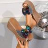 Sequin Bow Platform Sandals for Women 2025 Summer New Arrival Plus Size Thick Sole Strappy Sandals