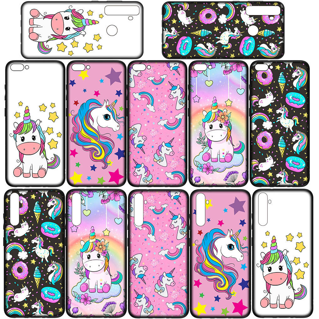 Phone Case for Samsung Galaxy S25 S24 S23 iPhone 16 15 Xiaomi Redmi Note 14 13 12 16E X 11 Pro Max OPPO Moto G85 G54 Huawei Pink Unicorn Horse Cover