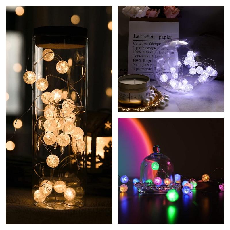 LED Fairy Lights String Lights Garland Battery-operated AG13 Christmas Ornaments Indoor Wedding Party Xmas New Year's Decor