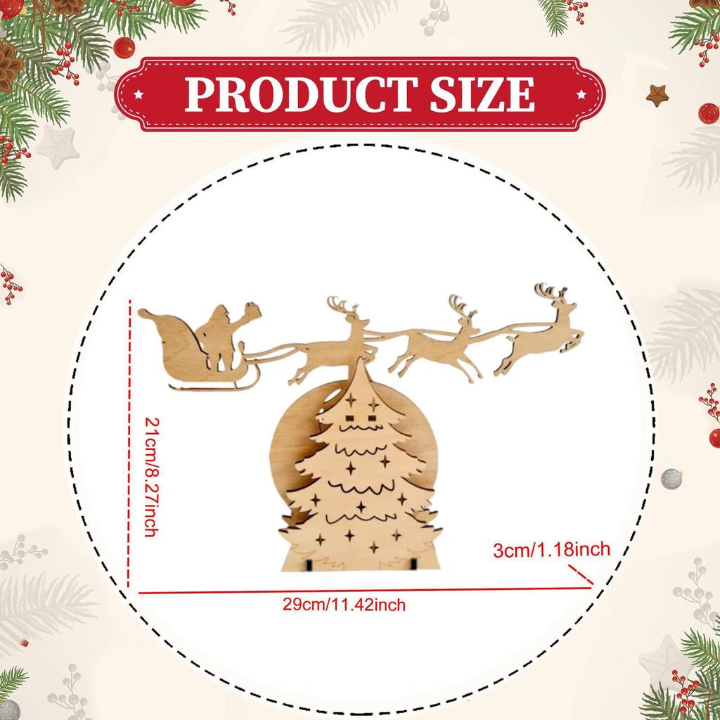 Wooden Christmas Tree Centerpiece Bookshelf Figure Table Kitchen Cabinet Holiday Collectible
