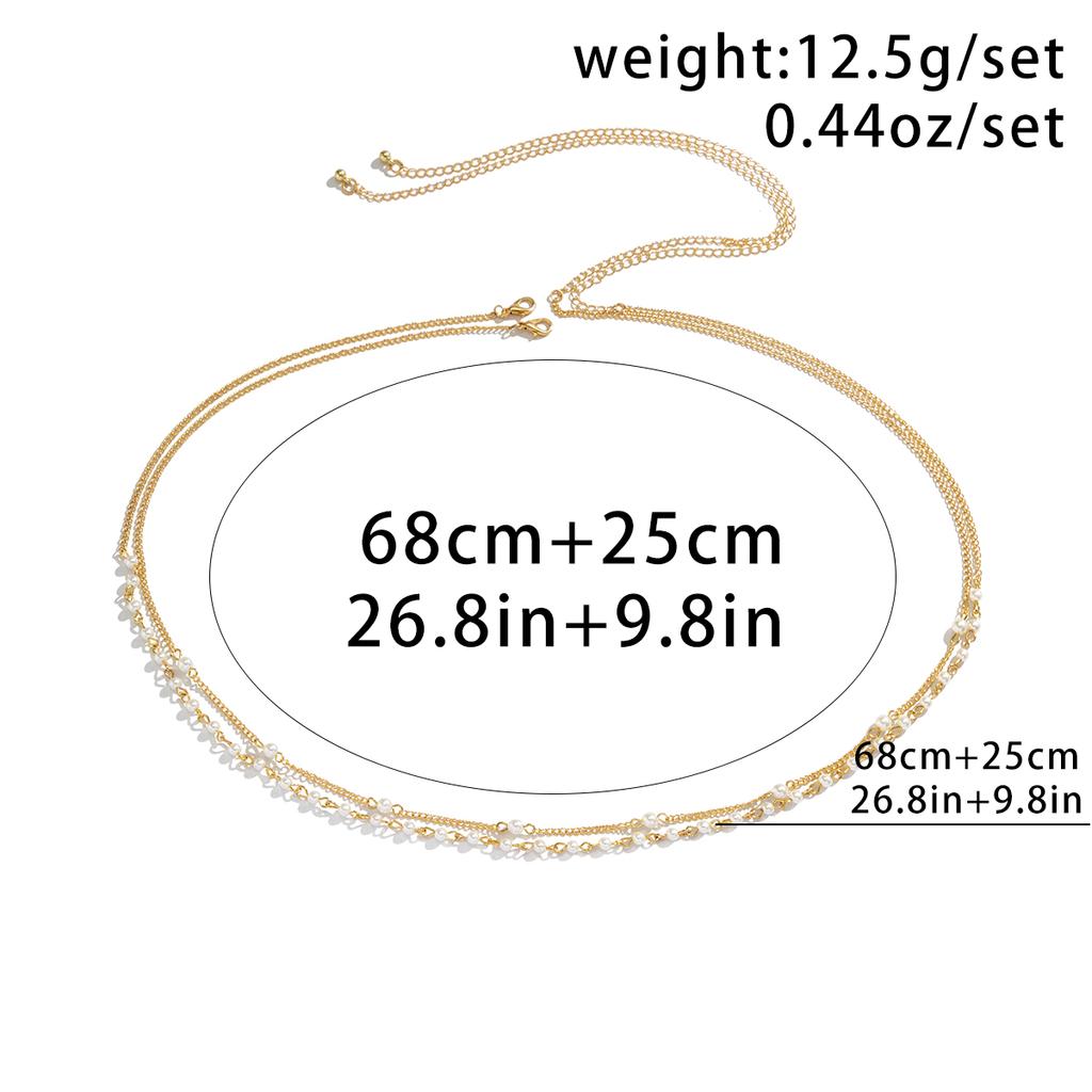 2Pcs/Set Sexy Boho Imitation Pearl Belly Waist Chain for Women Summer Bikini Double Layer Belt Body Jewelry Festival Accessories
