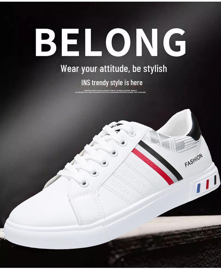 Men's Korean-Style Plus Size Low-Top White Casual Skate Shoes