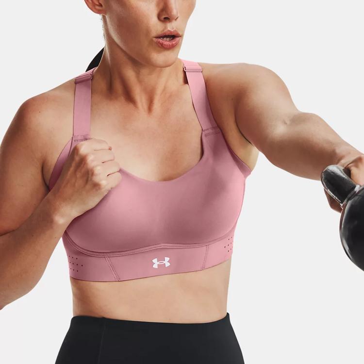 Under Armour Uplift Solid Minimalist High-Intensity Sports Bra Women Underwear Essence-Pink 1376866-697